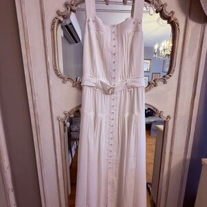 White House Black Market Pure White Belted Beautifully Tailored Dress NWT US 8